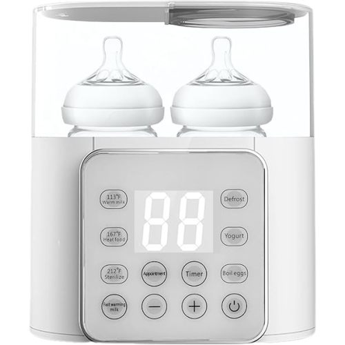 Baby Bottle Warmer 9-in-1 Multifuntion Breast Milk Warmer, Fast Baby Food Heater and Defrost Warmer with Timer for Twins, LCD Display Accurate Temperature Adjustment, 24H Constant Mode