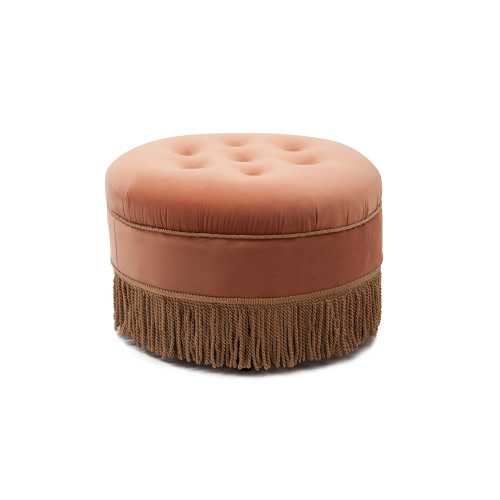 Yolanda 24" Round Upholstered Accent Ottoman, Peach Orange