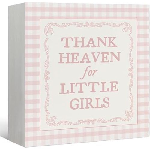Girls Nursery Wooden Thank Heaven for Little Girls Sign Decor
