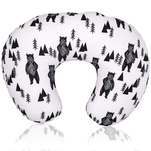 TANOFAR Bear Nursing Pillow Cover, Breastfeeding Pillow Slipcover for Baby Boys & Girls, Nursing Pillow Case for Newborn, Soft Fabric Fits Snug On Infant, Washable & Breathable, Black & White Animal