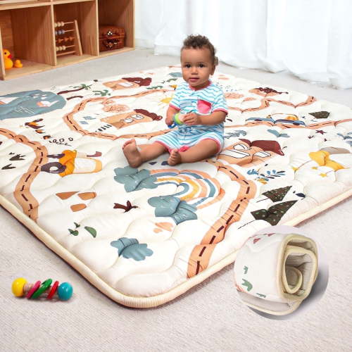 Beavtaens Baby Play Mat for Floor, Foam 50"x50"x1" Playpen Mat, Thickened & Non-Slip, for Ages 0-4
