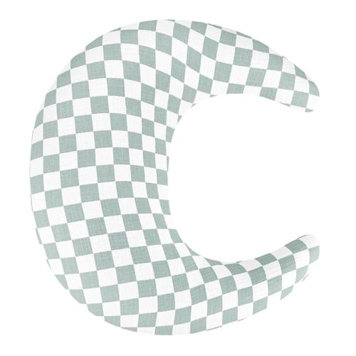 SWESEN Muslin Nursing Pillow Cover, Soft Removable Cover for Breastfeeding Pillows, Pillow Slipcover for Baby Boys and Girls, Comfortable & Breathable, Green Plaid, (Only Cover)