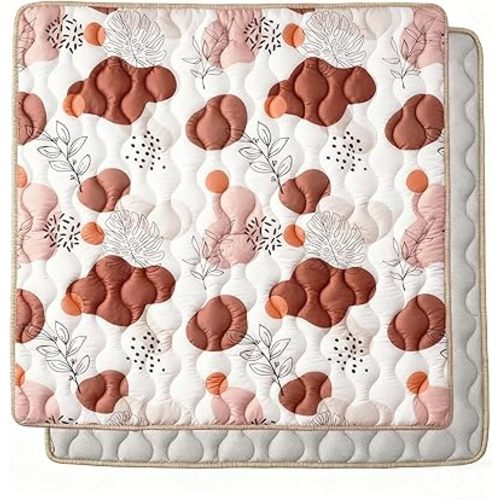 Bunnikins & Clover Baby Play Mats for Floor, 71"x59" Thicken Soft Play Mat for Babies 6-12 Months, Foldable and Non Slip One-Piece Crawling Mat, Washable Foam Playmat for Baby, Tummy Time
