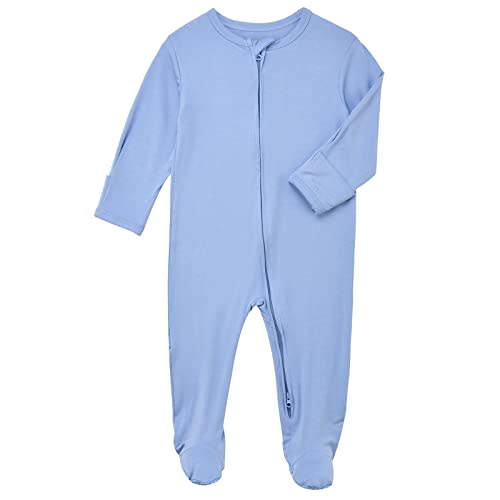 Aablexema Baby Footie Pajamas Zipper - Rayon from Bamboo Infant Footed Pjs with Mittens Sleepwear Jammies