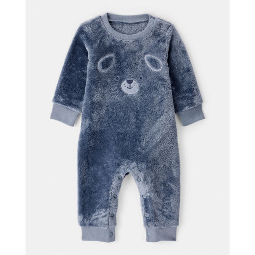 Baby Boy Dog Velour Long-Sleeve Snug Fit Jumpsuit - Blue - Carter's | Carter's