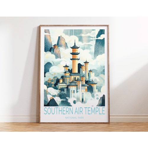 Southern Air Temple Travel Poster, National Park Wall Art, The Last Airbender Travel Print, Birthday Gifts, Wedding Gifts, Home Decor