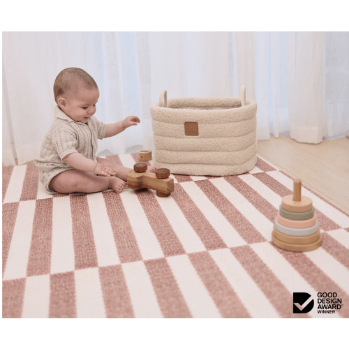 Large Foam Play Mat - Cocoa Stripe/Breeze