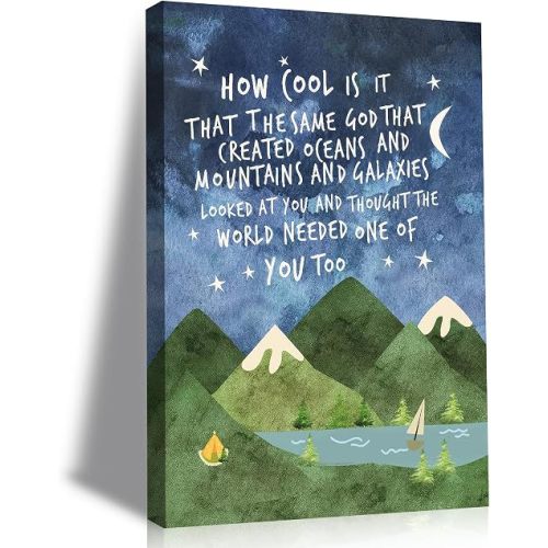 Christian Mountain Quote Nursery Canvas Framed Wall Art Ready To Hang