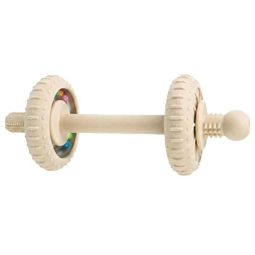 Baby Teething Toys Baby Rattle Teething Straw 3-in-1 Barbell-Shaped, Made from Silicone, Built-in Toothbrush Head and Nipple Shape, Bpa-Free, Phthalate Free, Professionally Certified, Blue