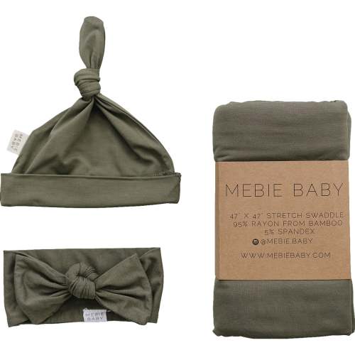 Mebie Baby Olive Bamboo Hat OR Head Wrap Set