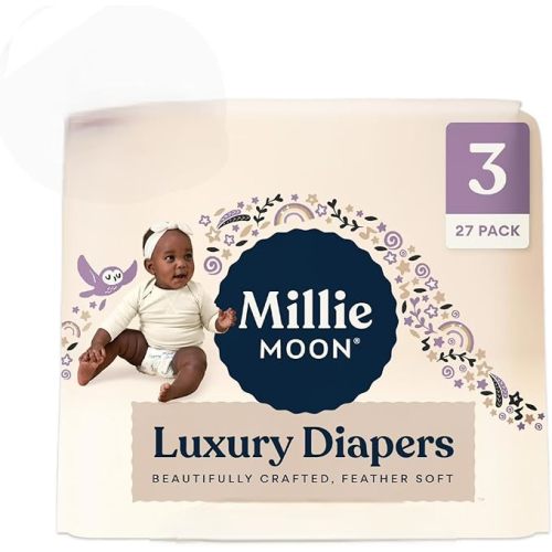 Millie Moon Luxury Disposable Baby Diapers Size 2 I 31 Count i, Ultra Soft Comfort, Absorbent Core for Day & Night Use, Wetness Indicator, Gentle Materials, Secure Fit