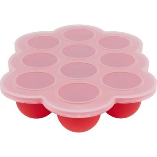 WeeSprout Silicone Baby Food Freezer Tray with Clip-on Lid (Bright Red, Ten 1.5 Ounce Sections)