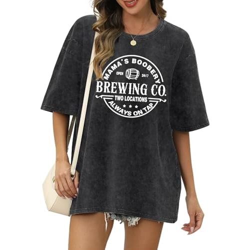 Womens Cotton Zipper Nursing Friendly Tops for Breastfeeding Mama Maternity Shirts Oversized Acid Wash Graphic Tees