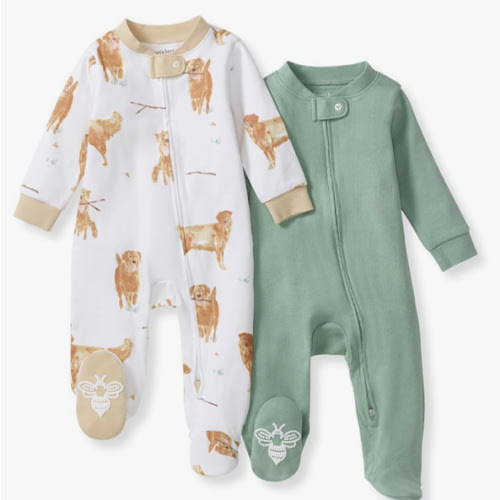 Burt's Bees Baby Boys Sleep and Play PJs, 100% Organic Cotton One-Piece Zip Front Romper Jumpsuit Pajamas