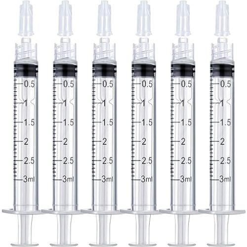 3mL Luer Lock Syringes Without Needle, Syringe for Liquid, Syringe for Science Labs, Feeding, Liquid Measurement, Pack of 12