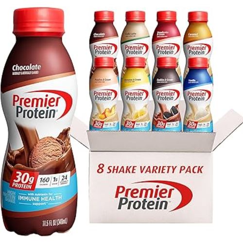Premier Protein Shakes, 8 Flavor Variety Pack, 30g Protein, 1g Sugar, 24 Vitamins & Minerals, Nutrients to Support Immune Health 11.5 Fl Oz (8 Pack)