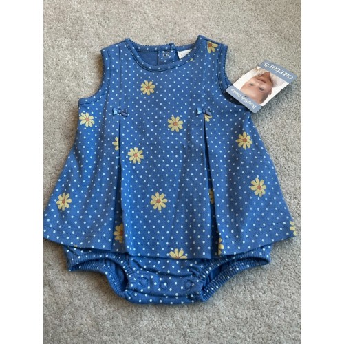 Vintage NWT Carter's 0/3 Month Daisy Sleeveless Dress Romper One Piece