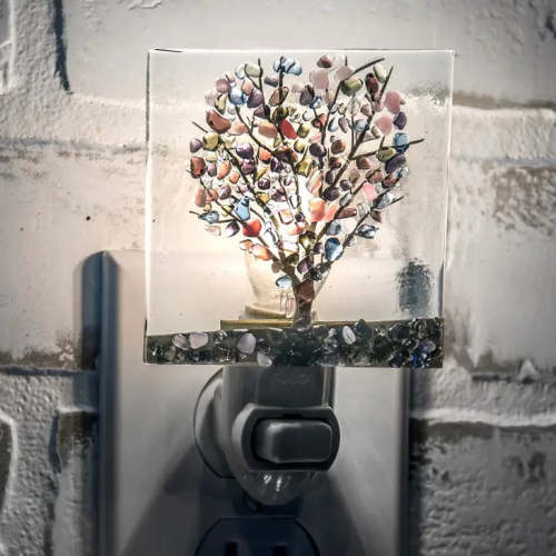 Glass Night Light | Purple Tree