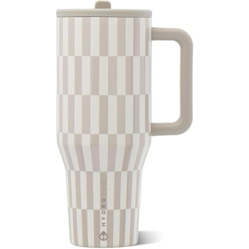 HydroJug Traveler 40oz, Insulated Tumbler with Handle & Straw, Latte