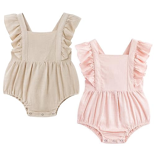 Simplee kids Baby Boys Girls Ruffle Romper Summer Outfit Jumpsuit Linen Bodysuits