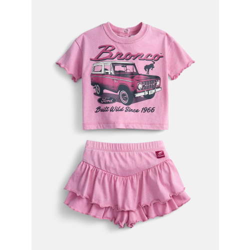 Bronco Baby Girls Mineral Wash Graphic Tee and Skort Set, 2-Piece, Sizes 0/3M-6/9M