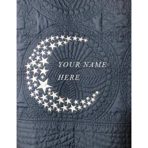 Personalized Navy Baby Quilt: Celestial Star Heirloom Blanket