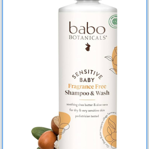 Babo Botanicals Sensitive Baby Fragrance-Free 2-in-1 Shampoo & Wash - Shea Butter, Calendula & Aloe Vera - EWG Verified - Cruelty-Free - Vegan - Pediatrician Tested - For Babies & Kids