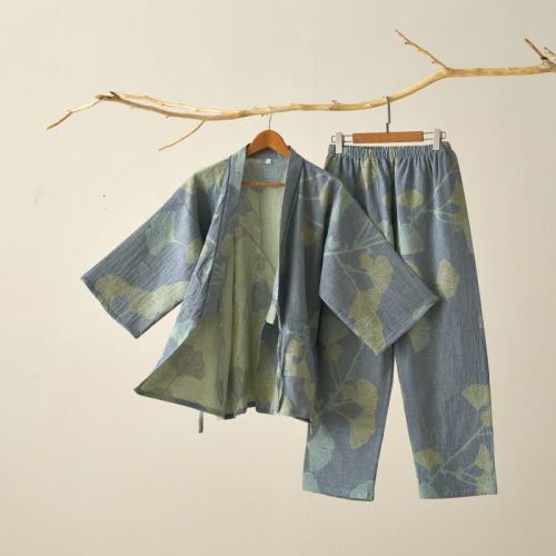 Ownkoti Ginkgo Leaf Organic Cotton Kimono Loungewear