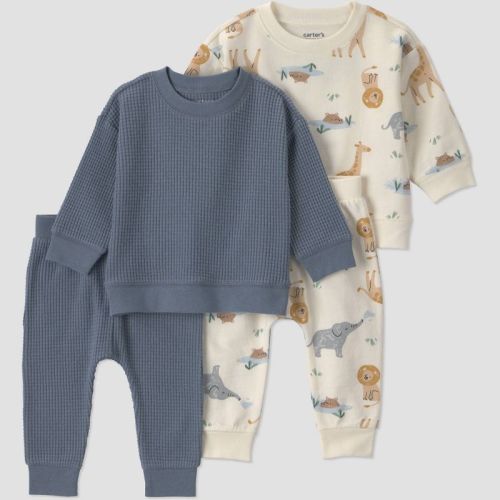 Carter's Just One You® Baby Boys' 4pc Safari Sweatshirt and Jogger Pants Set - Gray 6M
