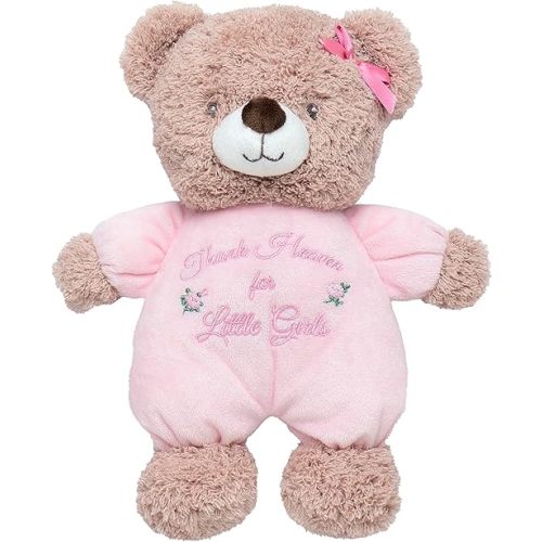 Baby Starters Little Me Plush Bear Rattle with Thank Heaven for Little Girls Embroidery (Pink, 9 inch)