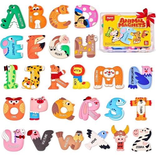 JoyCat Magnetic Letters, Soft PVC Animal Fridge Magnets for Toddlers & Kids, 26 Large Uppercase Alphabet ABC Refrigerator Magnets, Preschool Educational Learning Toys, Cute Baby Gifts for Boys & Girls