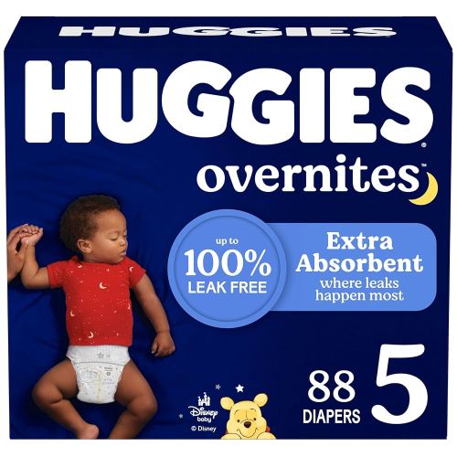 Huggies Size 5 Overnites Baby Diapers: Overnight Diapers, Size 5 (27+ lbs), 88 Ct, Packaging May Vary