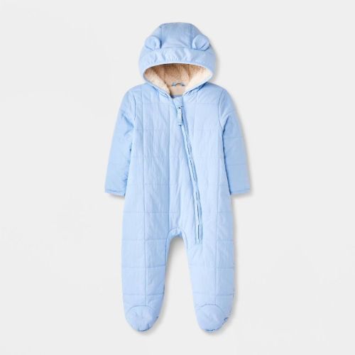 Baby Boys' Bunting Puffer Snowsuit - Cat & Jack™ Light Blue 3M