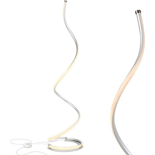 Brightech Allure 37' LED Spiral Floor Lamp Dimmable, Unique Curved Design for Offices & Living Rooms Platinum