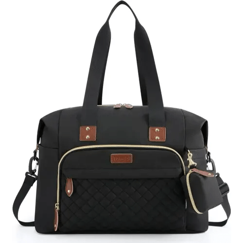 Tuwubi Diaper Bag Tote,Baby Diaper Bag with Pacifier Case Large Travel Diaper Tote Caddy for Mom and Dad Multifunction Large Baby Bag - M-Black