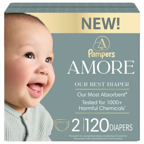 Amore by Pampers Diapers Enormous Pack - Size 2 - 120ct: 12 to 22 lbs Diaper Weight Range, Disposable