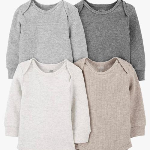 Simple Joys by Carter's Baby 4-pack Soft Thermal Long Sleeve Bodysuits