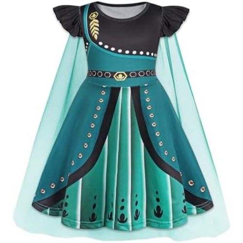 WonderBabe Princess Dress With Cape Girls Christmas Birthday Party Cosplay Costume Toddler Ruffle Sleeve Fancy Outfit Gift