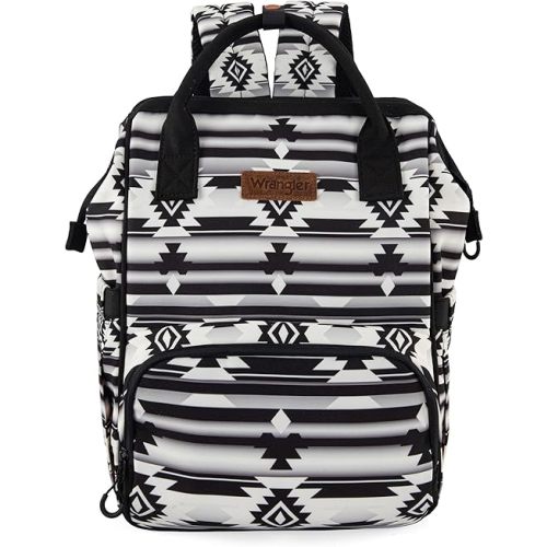 Montana West Wrangler Diaper Bag Backpack Aztec Travel Backpack Purses Western Multi-Function Baby Bags for Mom with Waterproof Insulated Pockets