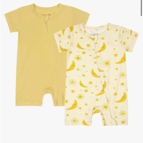 Teach Leanbh Baby Boys Girls 2 Pack Bamboo Viscose Pajamas 2 Way Zipper Short Sleeve Romper Jumpsuit Sleep and Play