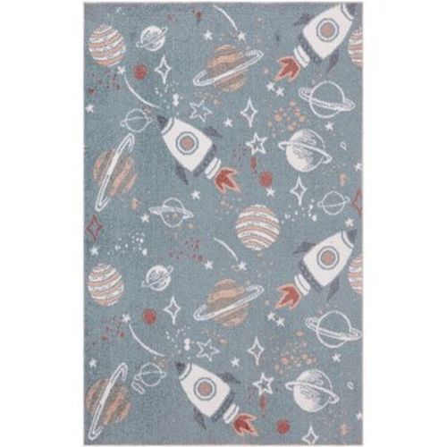 Nourison Astra Machine Washable Space 3'3" x 5' Blue Multicolor Kids Indoor Rug