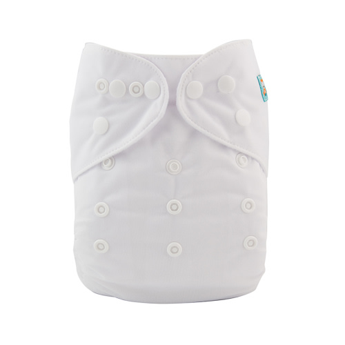 ALVABABY Solid Cloth Diaper - One Size Adjustable Washable &amp; Reusable Diaper with Pocket for Babies (B09A White)