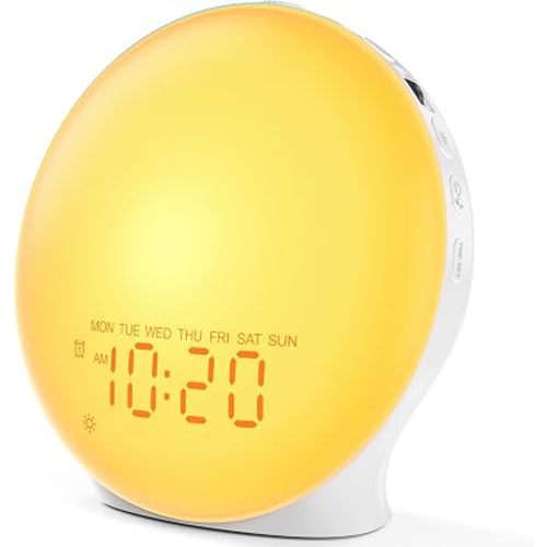 JALL Sunrise Alarm Clock White Noise Machine with 25 Nature Sleep Sounds, Fully Dimmable Clock for Bedrooms, Heavy Sleepers, 17 Light Modes, Bluetooth Speaker