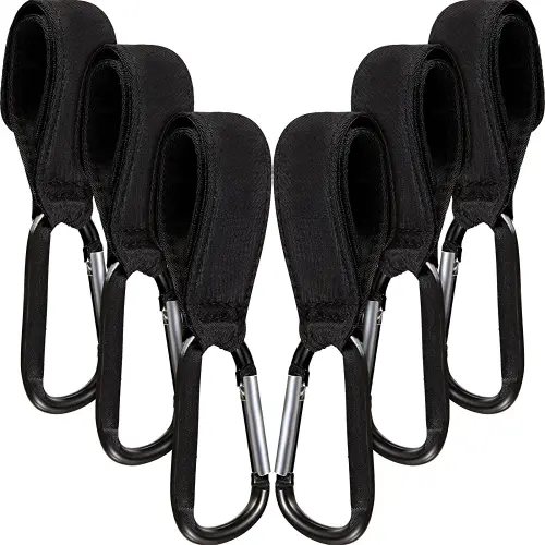 6 Pack Baby Stroller Hooks for Hanging Diaper Bags Pram Clips for Bags Multipurpose Hooks for Grocery Shopping Backpack Stroller Accessories Pram Buggy Clips Straps Hook