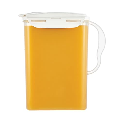 LocknLock Aqua Fridge Door Water Jug | Clear Pitcher | BPA Free Plastic Pitcher with Lid | 3 Quart Pitcher with Lid for Water, Juice, Tea & More Beverages, Ivory