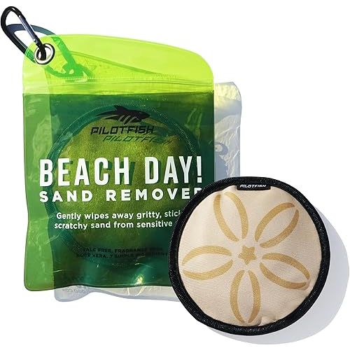 Pilotfish Beach Essentials Sand Remover Bag, Gentle Skin-Friendly Formula with 7 Natural Ingredients, Free of Talc and Fragrance, Sand Removal Beach Accessories, Must Haves, Gifts for Women