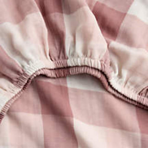 Supersoft Gingham Lilac Rose Organic Cotton Gauze Baby Crib Fitted Sheet