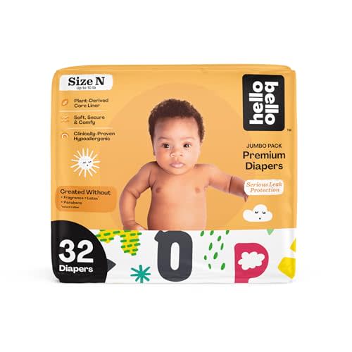 Hello Bello Premium Baby Diapers Size Newborn, 32 Count of Disposable, Extra-Absorbent, Hypoallergenic Baby Diapers with Snug and Comfort Fit, Alphabet Soup