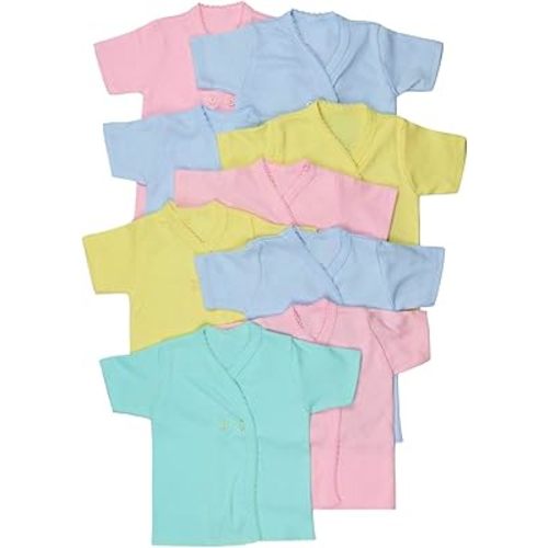 ToBeInStyle Babies' 4 Pack Relaxed Fit Short or Long Sleeve Button Up Kimono Tee Swaddle Shirt