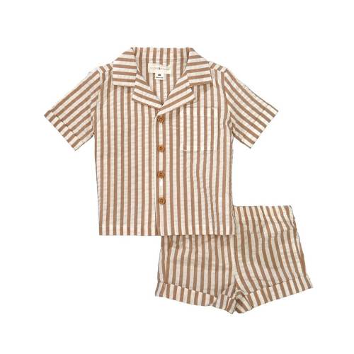 Scene & Heard Baby Boys Woven Seersucker Stripe Short Sleeve Button Front Shirt & Shorts Set
